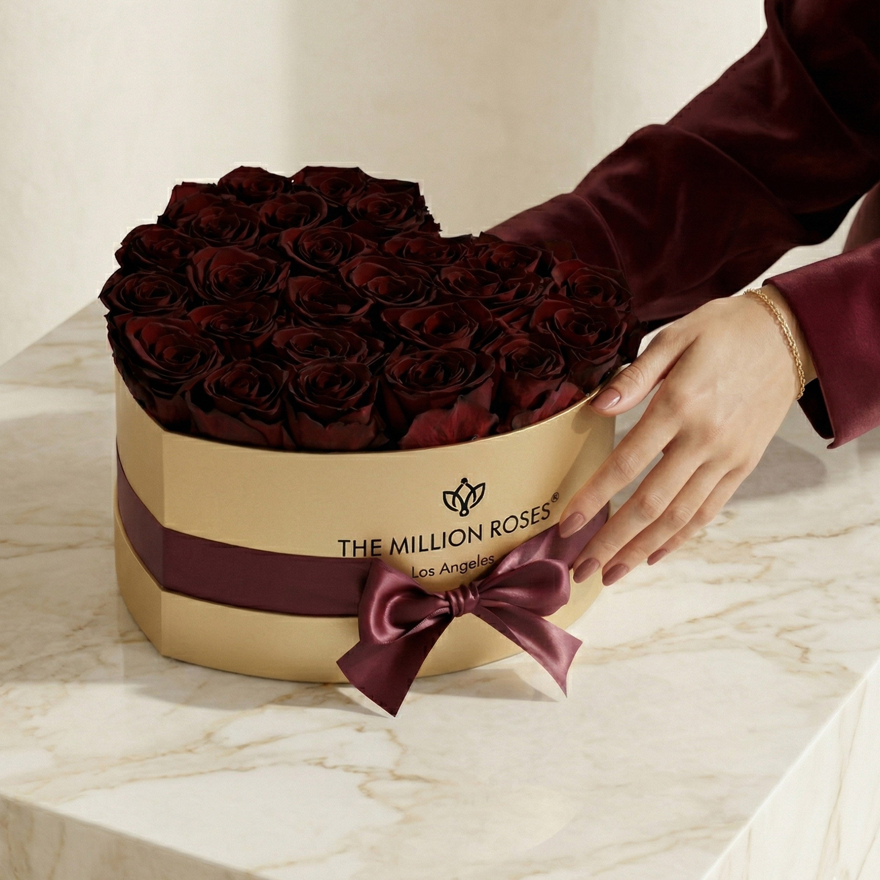 Heart Gold Box | Black Label Edition | Burgundy Roses